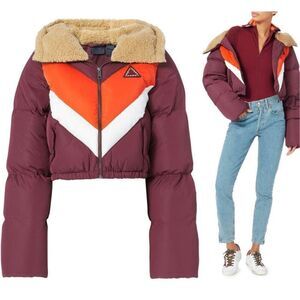Puma X Fenty By Rihanna Quilted Chevron Burgundy Puffer Jacket XS
